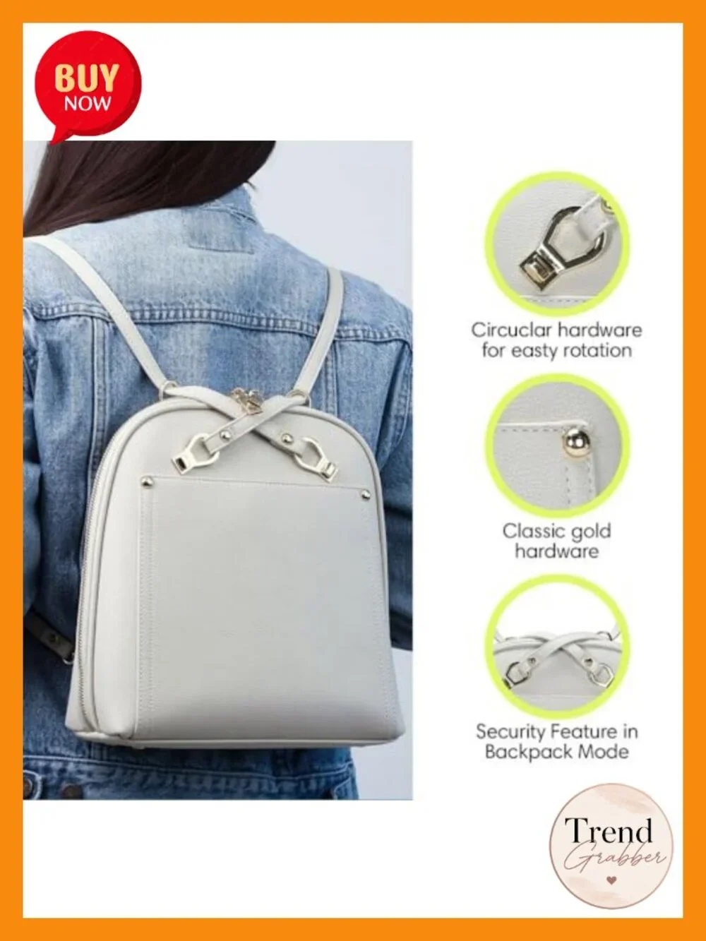 Vegan Leather Convertible Backpack Purse for Women | Shoulder Strap Bag | MMS